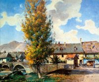 Le Pont-vieux vu du côté de Chambéry par le peintre Morion.